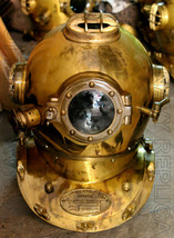 Vintage U.s Navy Mark V Solid Steel Heavy Diving Divers Helmet 18&quot; Diver... - £148.72 GBP