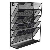 File Organizer Mesh 5Tier Vertical Hanging Wall File Holder + Bottom Fla... - £37.49 GBP