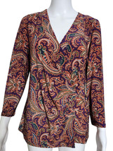 NEW Lauren Ralph Lauren Black Label Womens Blouse  Paisley Faux-Wrap Top Large  - $39.95