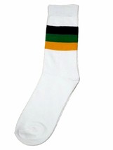 White Purple Green Yellow Mardi Gras Regular Socks One Size Adult - £9.98 GBP