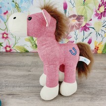 Rare HugFun Donkey Pony Horse Plush 14&quot; Red Horseshoe Patch Linen Cavas - £29.43 GBP