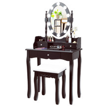 Makeup Vanity Dress Table Set w/10 Dimmable Bulbs and Touch Switch Brown - £190.66 GBP