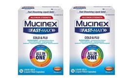 Mucinex Fast-Max Cold &amp; Flu Relief Liquid Gels - 16 pc Exp 08/2024 Pack of 2 - £15.12 GBP