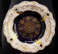 Vintage ECHT WEIMAR Kobalt Germany plate - Blue and gold 8&quot; charger bowl plate - - £86.52 GBP