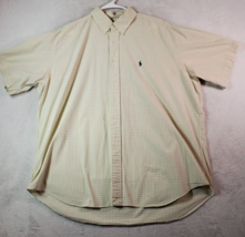 Ralph Lauren Shirt Men Size XL Yellow Check Short Sleeve Logo Collar Button Down - £13.58 GBP