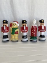 Empire Blow Mold Christmas Pathway Light Toppers Bear Candle Nutcrackers 1995 - £31.55 GBP