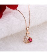 Swan Necklace, 925 Silver Rose Gold Plated Pendant, Color Treasure Necklace - £14.94 GBP