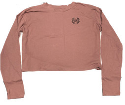 Victoria’s Secret PINK Shield Logo Campus Tee Cropped Long Sleeve T-shirt XS NEW - £13.75 GBP