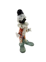 Murano Venetian Art Glass Clown Black Hat Figure Hand Blown Italian Déco... - $148.01