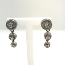 Vtg Sterling Sign Judith Ripka Thailand Modern Pattern CZ Round Dangle Earrings - £85.66 GBP