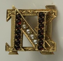 Estate Jewelry NU SIGMA NU Gold Pearls &amp; Garnets 1911 Medical Fraternity... - $86.02