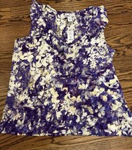 NEW WHBM Outlet Women’s Sleeveless Ruffle Tee Floral Multi Size Large NWT - $44.50