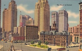 Heart of Detroit Michigan MI Skyline Postcard C50 - £2.32 GBP