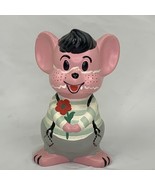 Vintage 1970s Pink Country Farm Mouse Coin Bank Holland Mold 1978 W/ Plug - $31.79