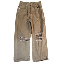Adika Jeans Womens XS Brown High Rise Wide Leg Distressed Ripped Denim G... - $19.99