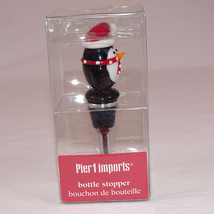 New Pier 1 Imports Christmas 4.5&quot; Glass Penguin Wine Bottle Stopper Santa Hat  - £5.58 GBP