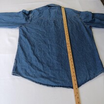 Vintage Plains Western Wear Pearl Snaps Shirt Men's Large Blue Denim Long Sleeve image 6