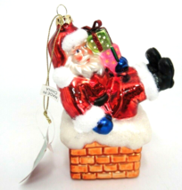 Santa Claus Stuck in Chimney Glass Ornament St Nicholas Square Jolly Christmas - £7.39 GBP