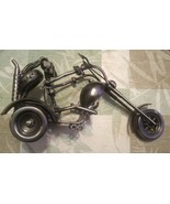 Vintage Nut &amp; Bolts Metal Sculpture Motorcycle Trike Rider Biker Steampu... - $33.96 CAD