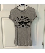 True Religion Black Rhinestone Graphic Gray Fitted Tee Size Medium - $27.34 CAD