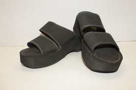Grandco Sandals .com Basic Black Wide Strap Slide On Beach Shoe Lightweight Sz 7 - £14.22 GBP