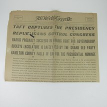 WILLIAM HOWARD TAFT &amp; James Sherman Presidential Election 1908 Newspaper Antique - £47.25 GBP