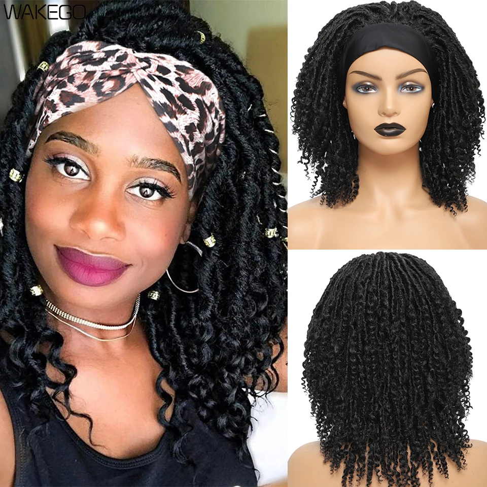 Short Dreadlock Curly Headband Wig For Women Synthetic Soft Goddess Faux Lo - £28.05 GBP