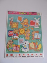 Fun with Shapes Frame Tray Puzzle Vintage 1980s Animals Cat Racoon Chick... - $5.99