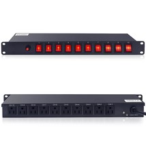 10 Outlet Horizontal 1U Rack Mount Pdu Power Strip - Surge Protection,10 Individ - £79.74 GBP