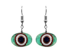 Round Evil Eye Crushed Chip Stone Inlay Acrylic Geometric Dangle Earring... - $17.81