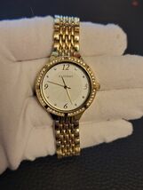Vintage Ellen Tracy Gold Tone and Crystal Bracelet Women's Wristwatch Works - $9.90