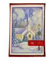 Christmas Cards New Sealed Church Steeple Snow Scene God Bless You 16 En... - $162.62 MXN