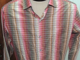Men&#39;s Med Tommy Bahama Long Sleeve Shirt 100% Cotton Pink Purple Brown Check - £12.25 GBP