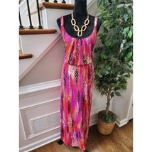 Ny Collection Women&#39;s Pink Polyester Round Neck Sleeveless Long Maxi Dress XL - $29.70