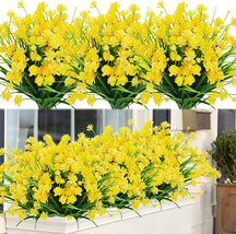 8 Bundles Outdoor Artificial Fake Flowers UV Resistant Shrubs Plants,, Y... - $13.99