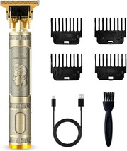 Cordless Hair &amp; Beard Trimmer With 4 Guide Combs,Rechargeable T-Blade, Bronze - $51.94