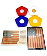 Vintage 70&#39;s American Coin Coasters Plastic 3.5 In &amp; Two American Flag P... - £5.86 GBP