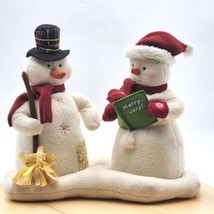Hallmark Mr & Mrs Snowman Jingle Pals Plush Singing Holiday Display Figures 2003 - £22.04 GBP