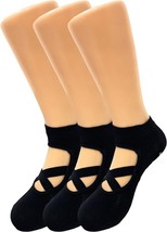 3 Pairs Women’s Grip Yoga Socks with Straps Non Slip for Pilates Barre S... - $12.99