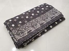 Traditional Jaipur Indigo Print Kantha Quilt Cotton Throw Bedspread Bedding Guda - £67.92 GBP