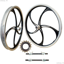 BMX Bicycle 20&quot; ALLOY  Rim Complete 5 SPOKE BLACK Wheelset-Hub SeT-Freew... - £89.59 GBP