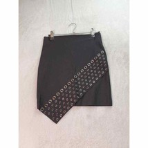 Danbee Asymmetrical Mini Skirt Women Medium Black Rayon Grommet Studded Back Zip - £13.26 GBP