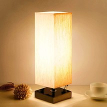 Mini Table Lamp Modern Bedside Nightstand Reading Retro Desk Wood Fabric Small - £15.50 GBP