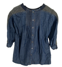 Current Air Los Angeles Size Small Women&#39;s 3/4 Sleeve Denim Button up Top - £9.69 GBP