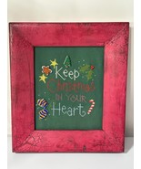 Handmade Christmas Framed Cross Stitch Art Keep Christmas In Your Heart - $17.32
