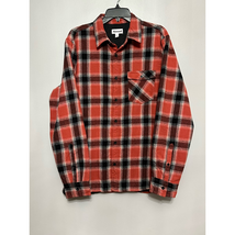 Abound Mens Button-Up Shirt Red Black Shadow Plaid Long Sleeve Pocket M New - $18.49
