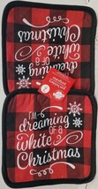Set 2 Printed Pot Holders(7&quot;x7&quot;) I&#39;m Dreaming Of The White Christmas On Plaid,Ch - £6.22 GBP