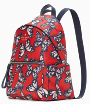 NWB Kate Spade Chelsea Nylon Medium Backpack Red + Butterflies KB591 Gift Bag - £91.77 GBP