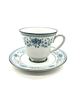 Cup Saucer Blue Hill 2482 Noritake China Tea Coffee Collection Silver Ri... - £11.05 GBP