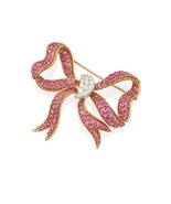 18k Gold, Rubin + 0.75ct Diamant Schleife Brosche 2-3/40.6cm x 5.1cm 21.20g - $5,036.99